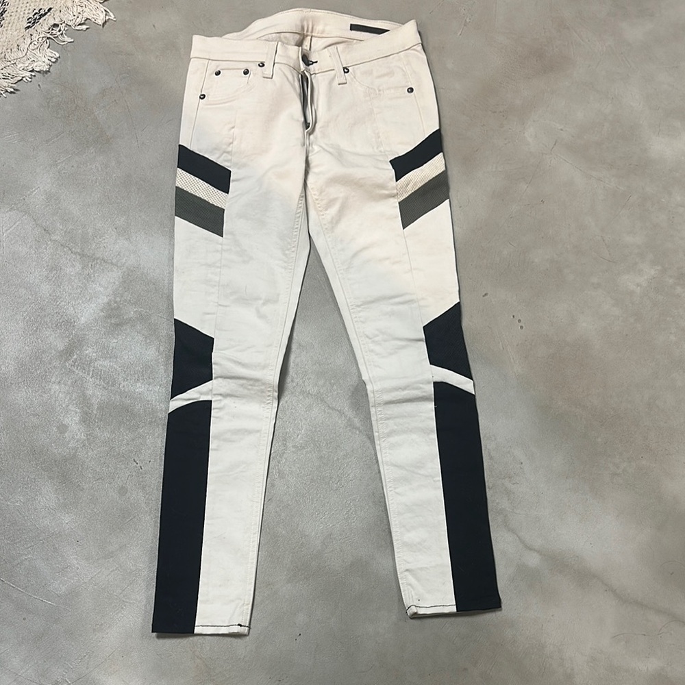 Rag & Bone Leather Accent Jeans 27 - Picture 3 of 6